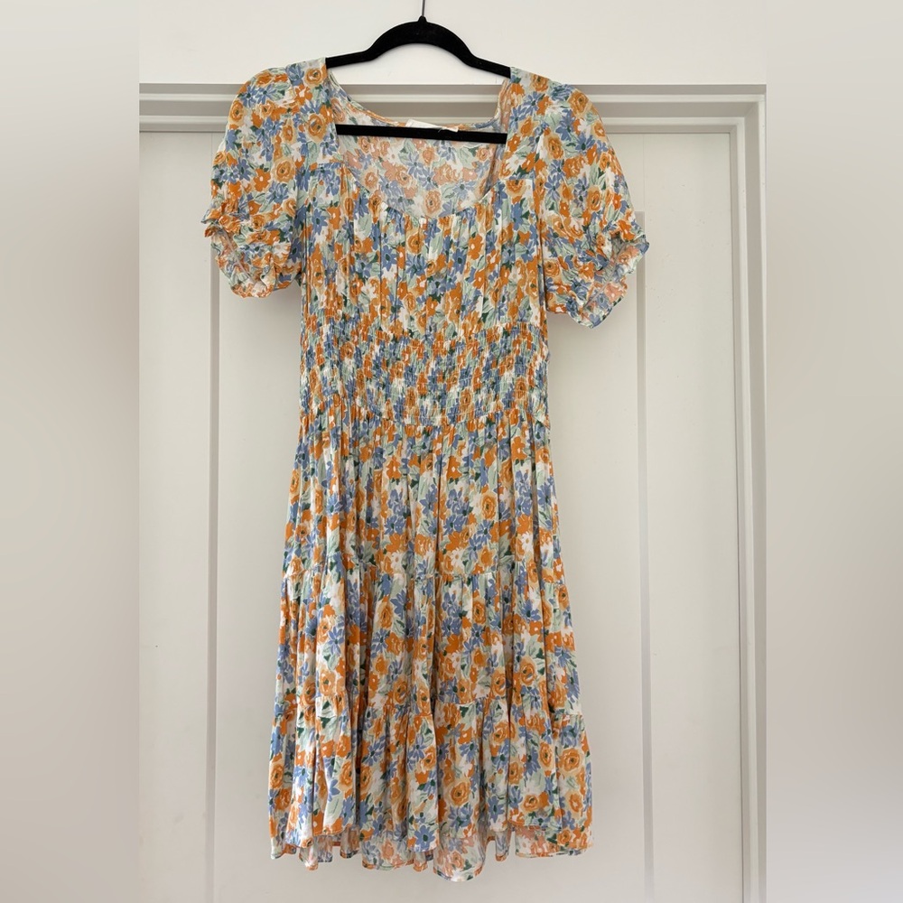 Lush Floral Smocked Mini Dress | Medium | Bohme Boutique